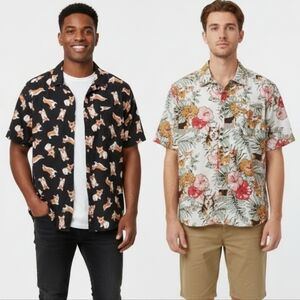 Set of 2 Corgi Button Down Shirts XL - Hot Topic & Rude - 100% Cotton